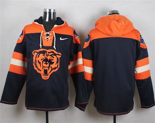 Nike Bears Blank Navy Blue Player Pullover NFL Hoodie - Click Image to Close